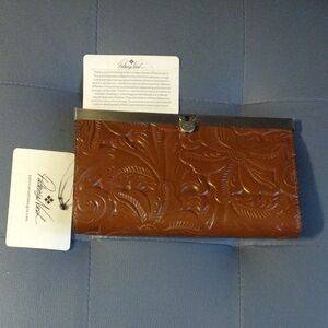 Patricia Nash Embossed Tan Leather Clutch